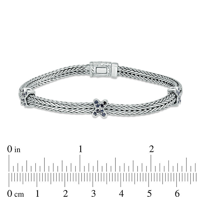 Main Image 2 of Phillip Gavriel® Blue Sapphire "X" Station Bracelet in Sterling Silver - 7.25"