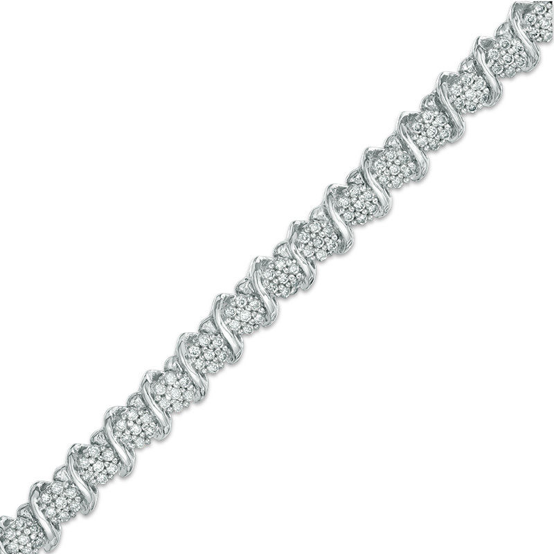 Main Image 1 of 1 CT. T.W. Diamond "S" Tennis Bracelet in Sterling Silver