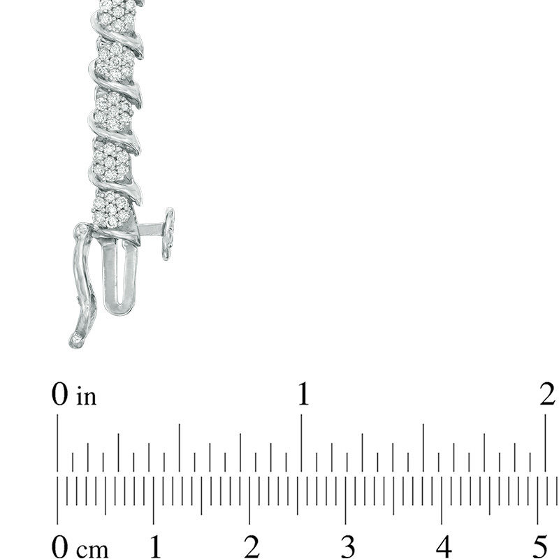 Main Image 2 of 1-1/2 CT. T.W. Diamond "S" Tennis Bracelet in Sterling Silver
