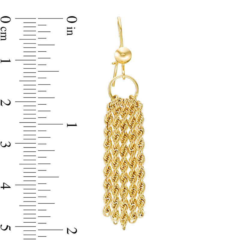 Main Image 2 of Made in Italy Rope Chain Tassel Drop Earrings in 14K Gold