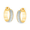 Thumbnail Image 1 of Made in Italy Glitter Enamel Striped Hoop Earrings in 14K Gold