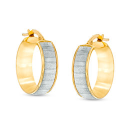 Made in Italy Glitter Enamel Striped Hoop Earrings in 14K Gold