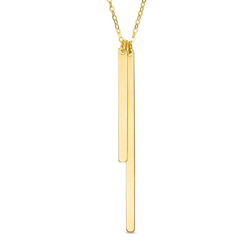 Main Image 1 of Made in Italy Double Linear Bar Pendant in 14K Gold