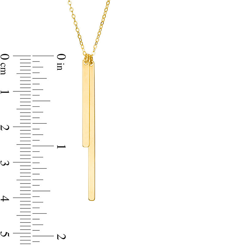 Main Image 2 of Made in Italy Double Linear Bar Pendant in 14K Gold