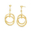 Thumbnail Image 0 of Made in Italy Etched Double Circle Drop Earrings in 14K Gold