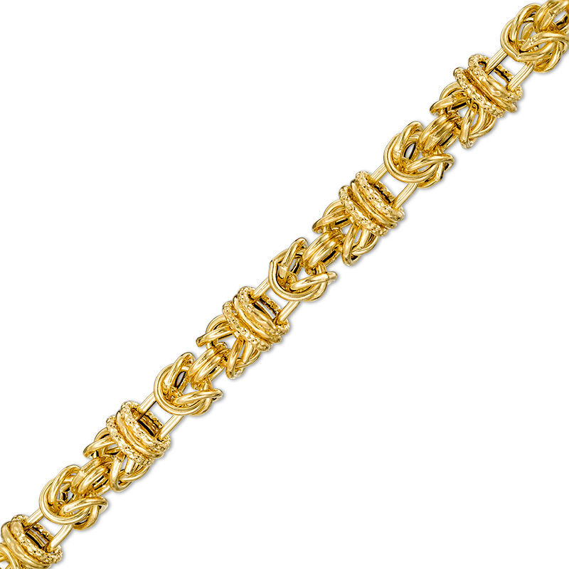 Main Image 1 of Made in Italy 6.2mm Byzantine Chain Bracelet in 14K Gold - 7.5"
