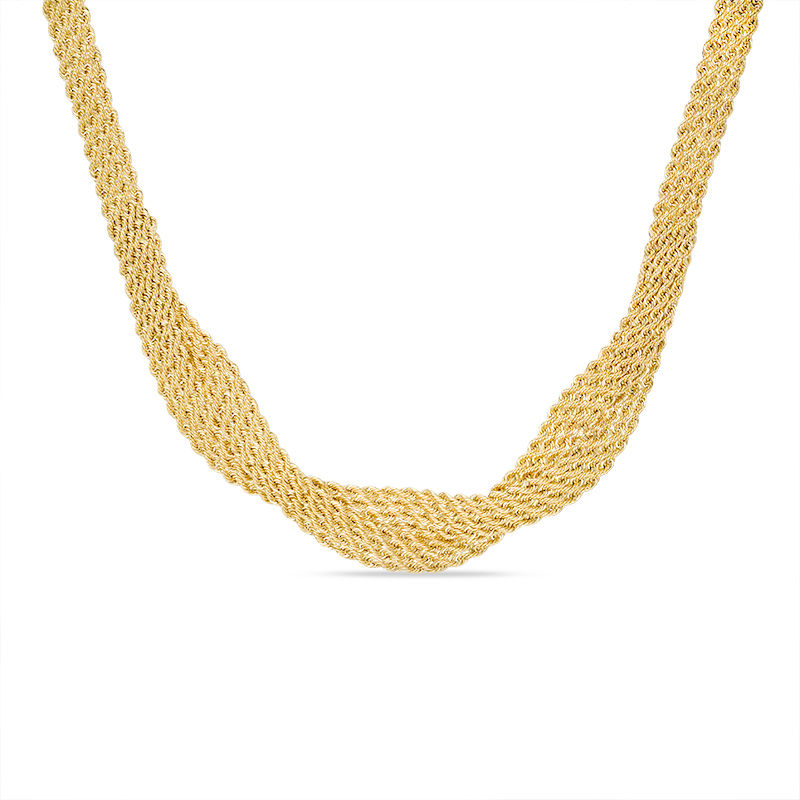 Made in Italy Ladies' Multi-Row Rope Chain Necklace in 14K Gold - 18"