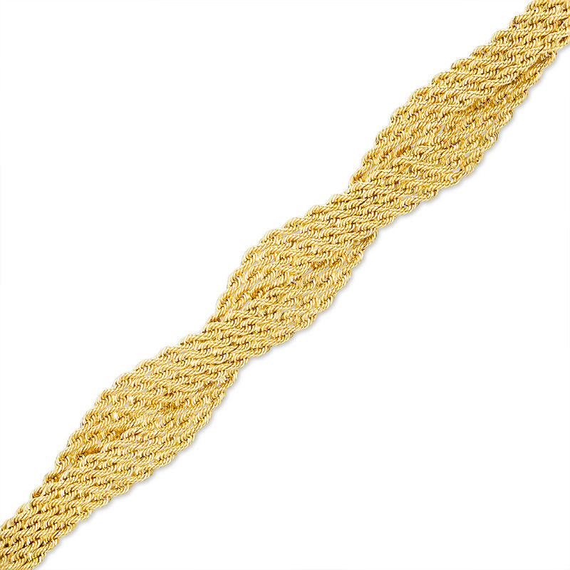 Made in Italy Ladies' Multi-Row Braided Rope Chain Bracelet in 14K Gold - 7.5"