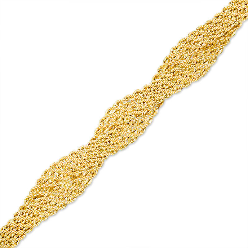 Main Image 1 of Made in Italy Multi-Row Braided Rope Chain Bracelet in 14K Gold - 7.5"