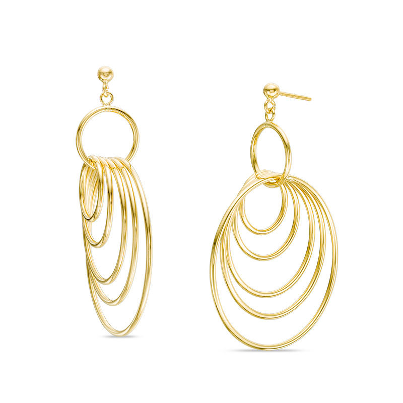 Made in Italy Open Circle Drop Earrings in 14K Gold