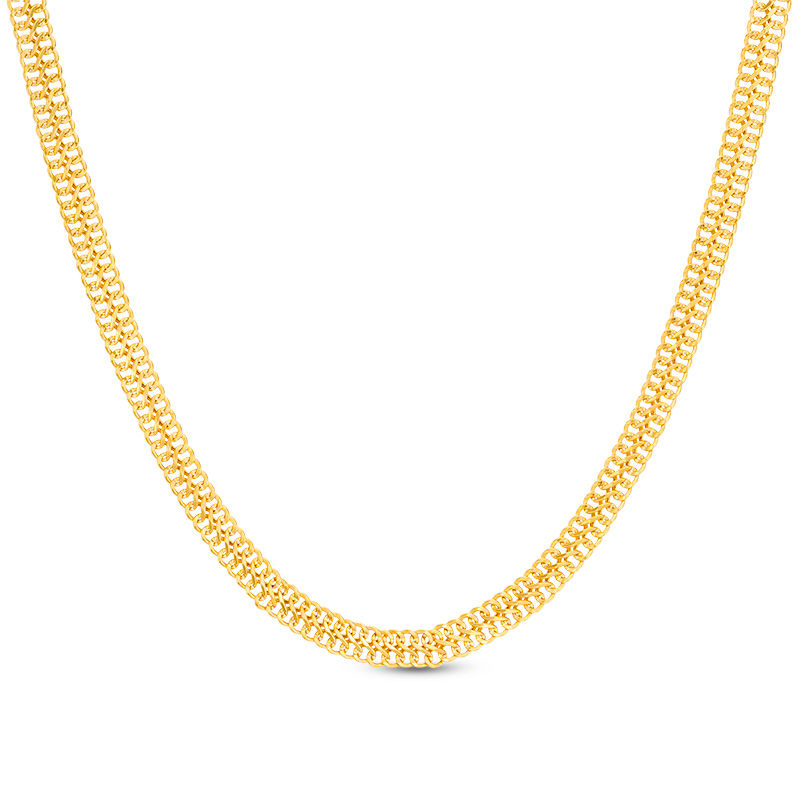 Main Image 1 of Made in Italy 6.0mm Double Row Curb Chain Necklace in 14K Gold - 18"