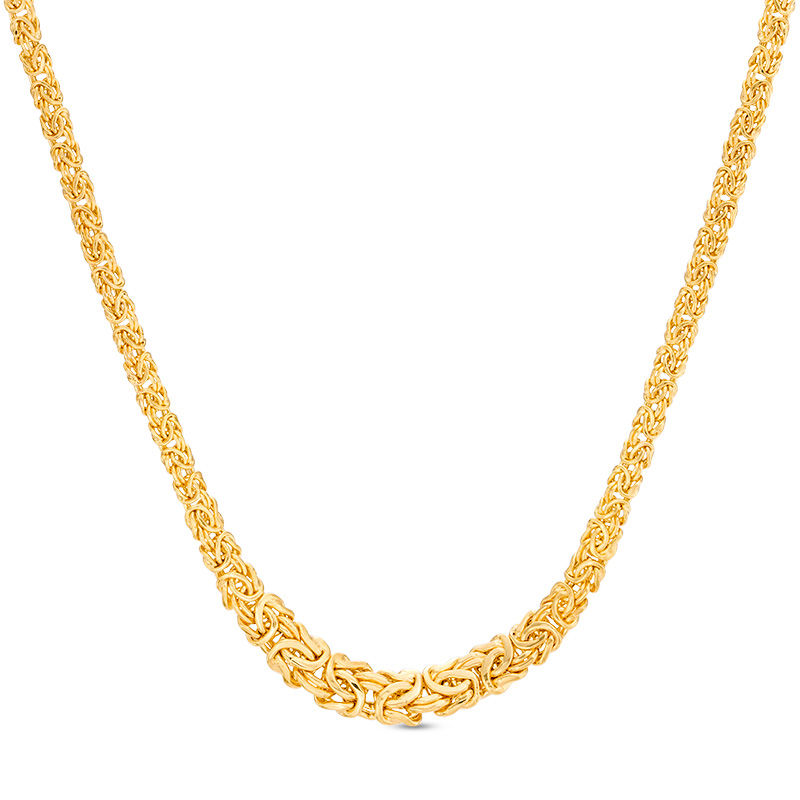 Main Image 1 of Made in Italy Byzantine Chain Necklace in 14K Gold - 18"
