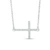 Thumbnail Image 1 of 1/20 CT. T.W. Diamond Sideways Cross Necklace in 10K White Gold