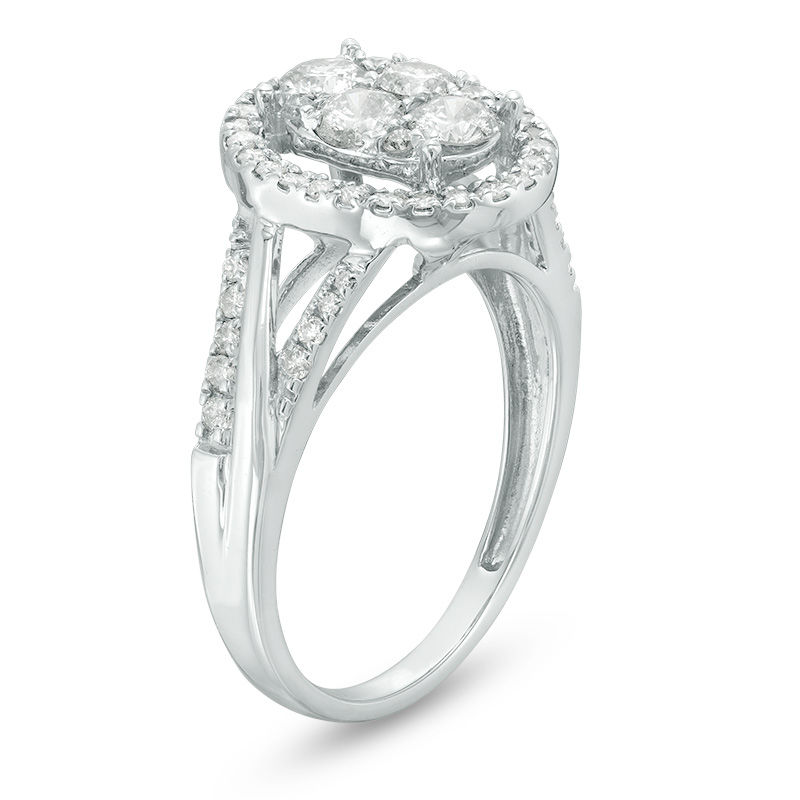 Main Image 2 of 1 CT. T.W. Composite Diamond Oval Frame Engagement Ring in 10K White Gold
