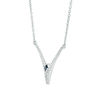 Thumbnail Image 1 of Vera Wang Love Collection 1/5 CT. T.W. Diamond and Blue Sapphire Chevron Necklace in Sterling Silver