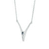 Thumbnail Image 2 of Vera Wang Love Collection 1/5 CT. T.W. Diamond and Blue Sapphire Chevron Necklace in Sterling Silver