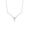 Thumbnail Image 2 of Vera Wang Love Collection 1/5 CT. T.W. Diamond and Blue Sapphire Chevron Necklace in Sterling Silver