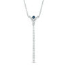 Thumbnail Image 0 of Vera Wang Love Collection 1/5 CT. T.W. Diamond and Blue Sapphire "V" Drop Necklace in Sterling Silver