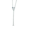 Thumbnail Image 1 of Vera Wang Love Collection 1/5 CT. T.W. Diamond and Blue Sapphire "V" Drop Necklace in Sterling Silver