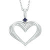 Thumbnail Image 1 of The Kindred Heart from Vera Wang Love Collection Diamond Accent and Blue Sapphire Pendant in Sterling Silver