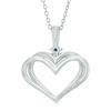 Thumbnail Image 2 of The Kindred Heart from Vera Wang Love Collection Diamond Accent and Blue Sapphire Pendant in Sterling Silver