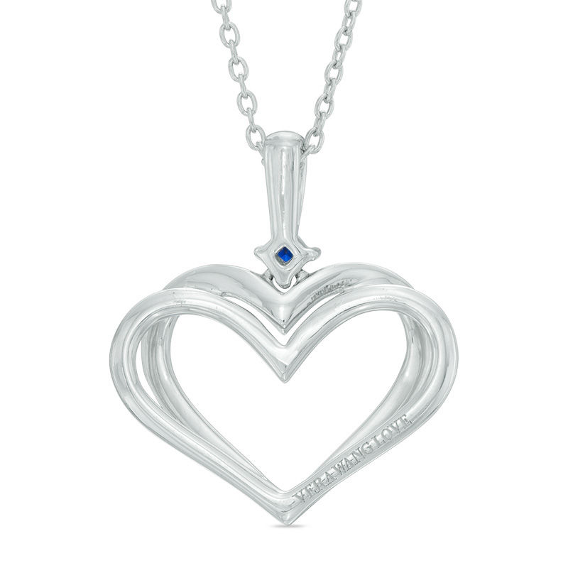 Main Image 2 of The Kindred Heart from Vera Wang Love Collection Diamond Accent and Blue Sapphire Pendant in Sterling Silver