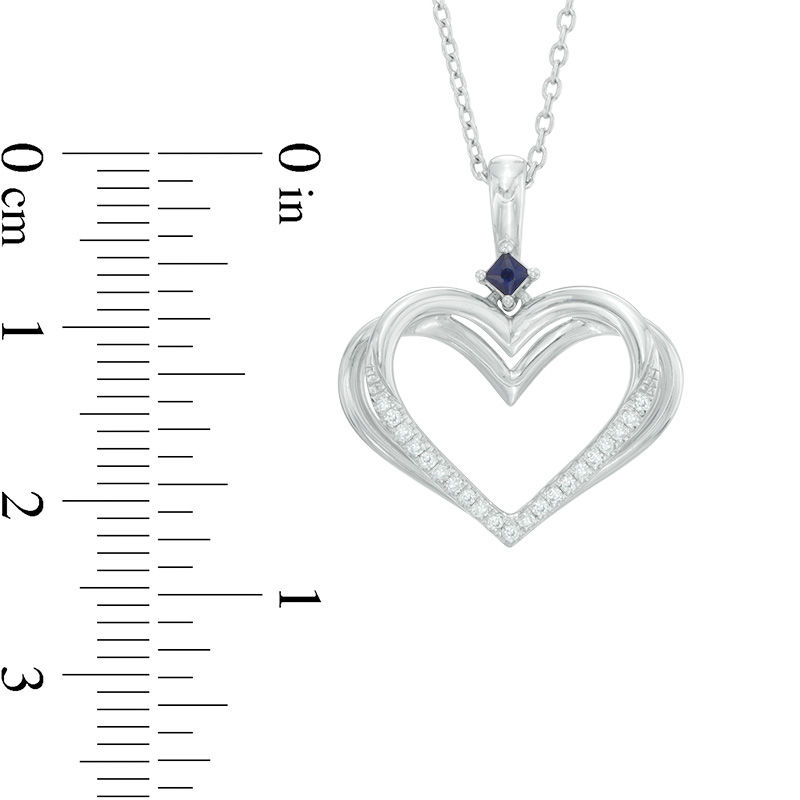 Main Image 3 of The Kindred Heart from Vera Wang Love Collection Diamond Accent and Blue Sapphire Pendant in Sterling Silver