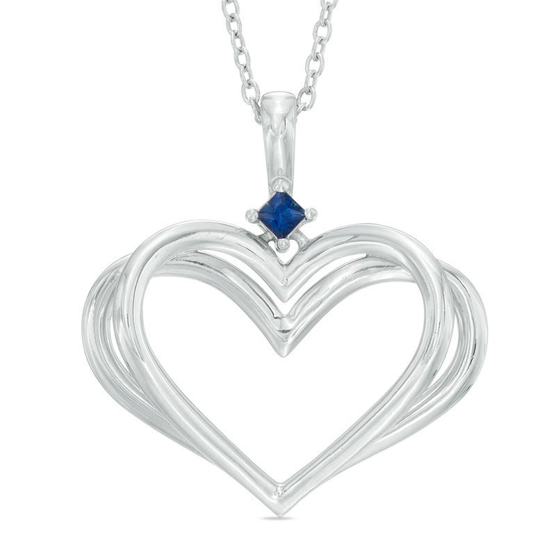 Main Image 1 of The Kindred Heart from Vera Wang Love Collection Blue Sapphire Pendant in Sterling Silver