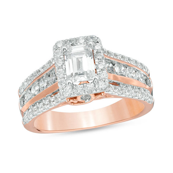 Emerald Cut Rose Gold EP Solitaire Engagement Ladies Ring 