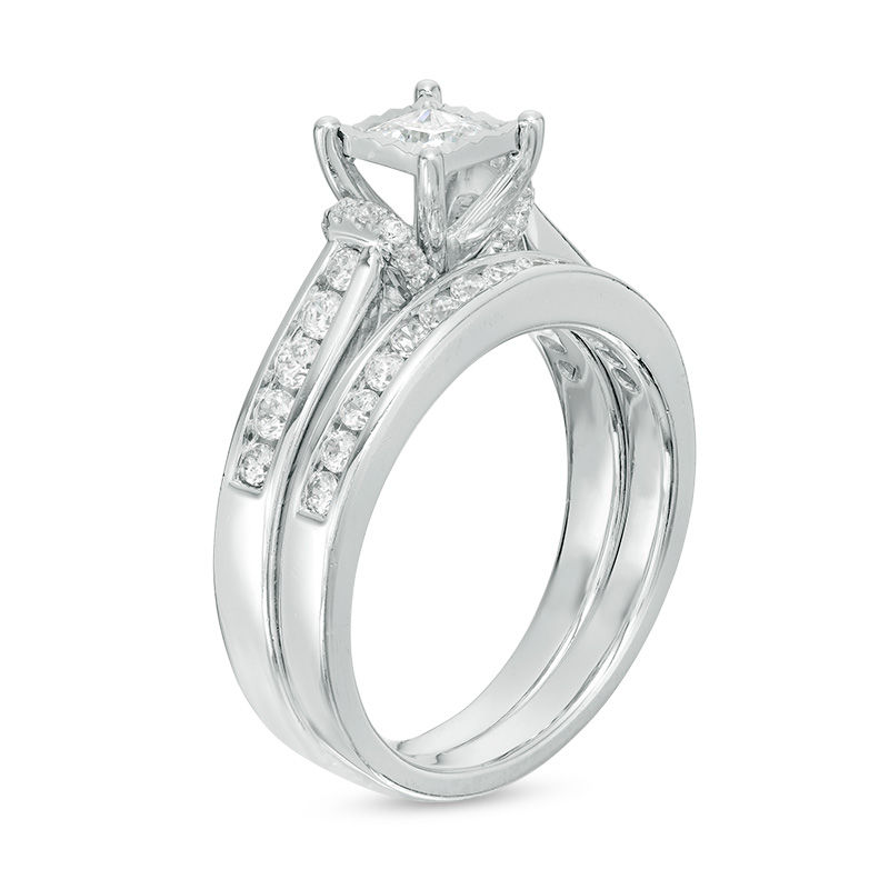 1 CT. T.W. Princess-Cut Diamond Bridal Set in 10K White Gold