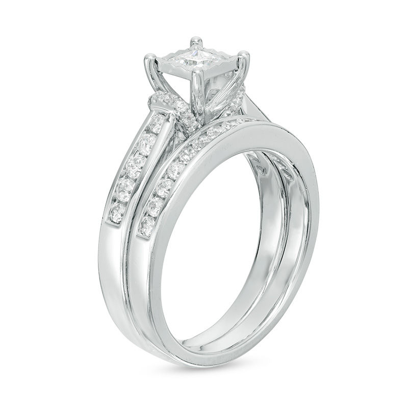 Main Image 2 of 1 CT. T.W. Princess-Cut Diamond Bridal Set in 10K White Gold