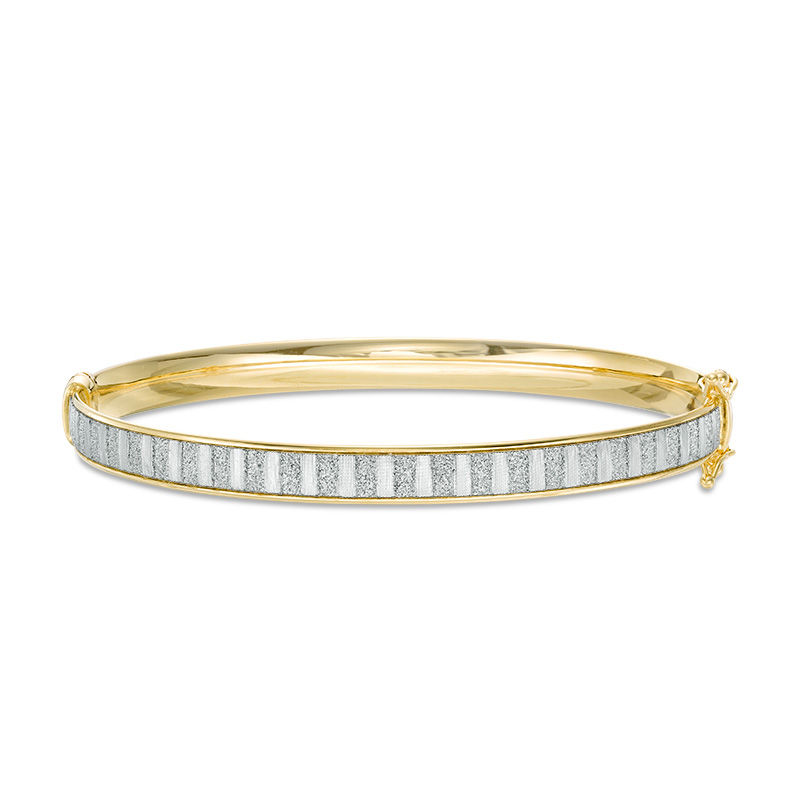 Made in Italy Glitter Enamel Striped Bangle in 14K Gold