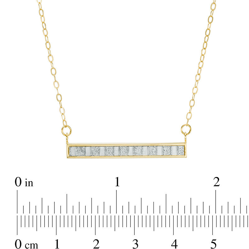 Main Image 2 of Made in Italy Glitter Enamel Striped Sideways Bar Necklace in 14K Gold