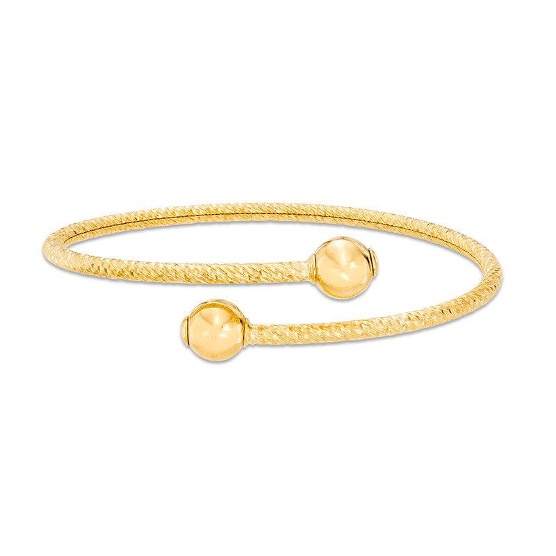 Made in Italy Diamond-Cut Bypass Flex Bangle in 14K Gold