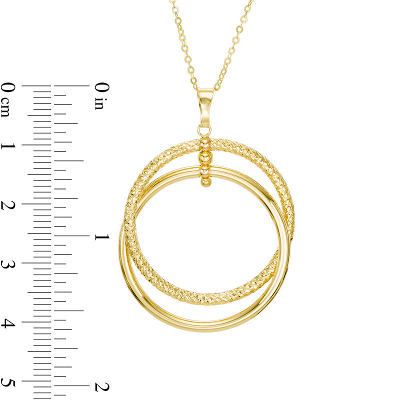 Made in Italy Textured Interlocking Double Circle Pendant in 14K Gold
