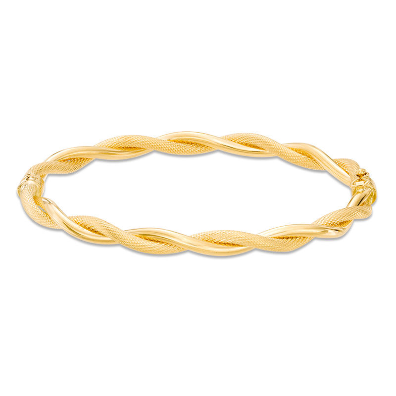 Main Image 1 of Made in Italy Textured Twist Bangle in 14K Gold - 7.5"