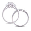 Thumbnail Image 3 of 6.0mm Lab-Created White Sapphire and 1/8 CT. T.W. Diamond Three Stone Bridal Set in 10K White Gold
