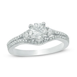 Clearance Rings Zales Outlet T W Diamond Split Shank Engagement Ring In 10k White Gold