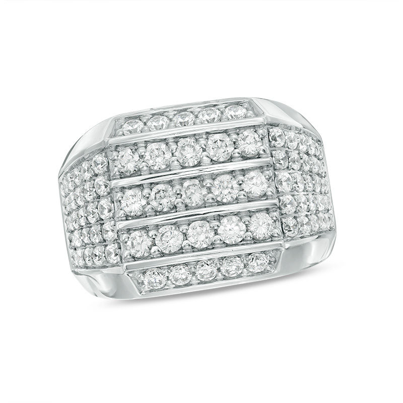 Main Image 1 of Men's 2-1/2 CT. T.W. Diamond Multi-Row Ring in 10K White Gold