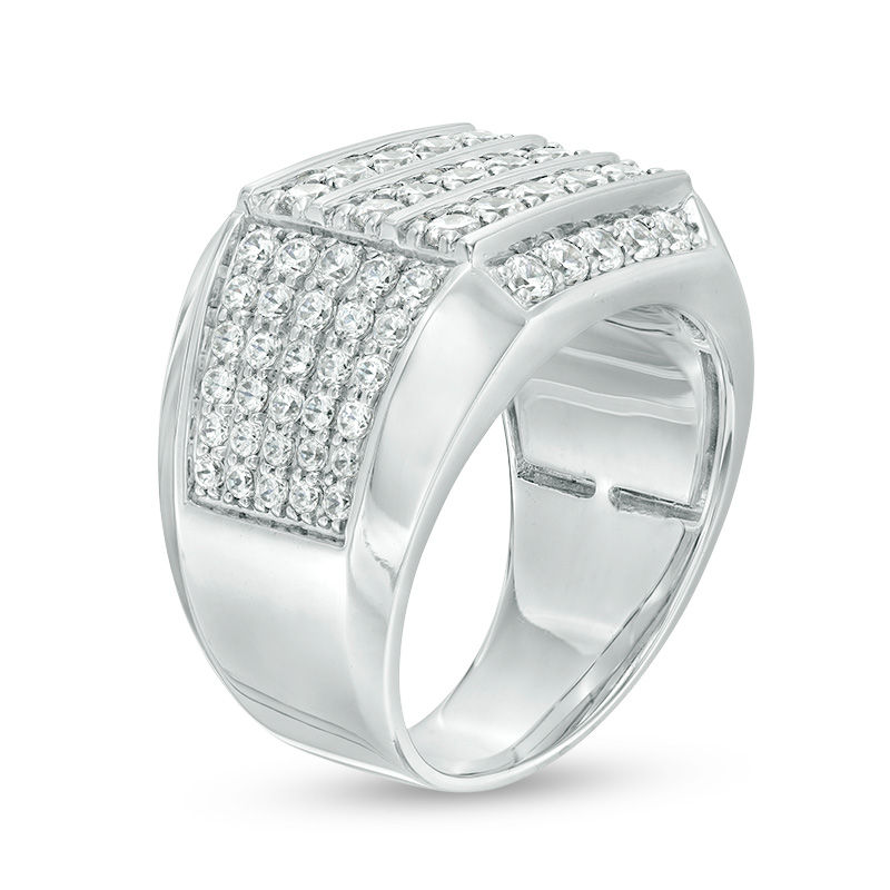 Main Image 2 of Men's 2-1/2 CT. T.W. Diamond Multi-Row Ring in 10K White Gold