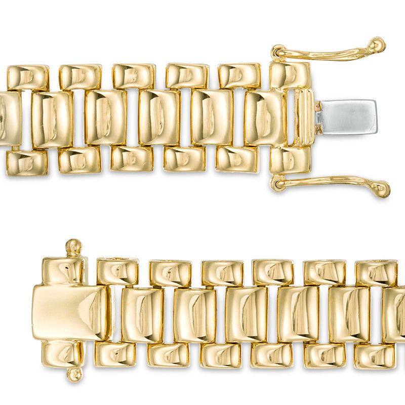 Main Image 2 of Men's 1 CT. T.W. Diamond Pavé Triple Row ID Bracelet in 10K Gold - 8.5"