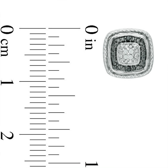 Enhanced Black and White Diamond Accent Cushion Frame Stud Earrings in Sterling Silver Enhanced Black and White Diamond Accent Cushion Frame Stud Earrings in Sterling Silver