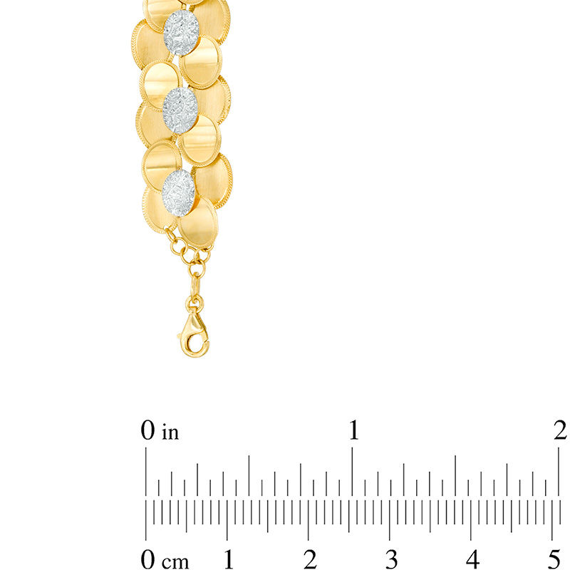Main Image 2 of Made in Italy Layered Flower Bracelet in 14K Two-Tone Gold - 8"