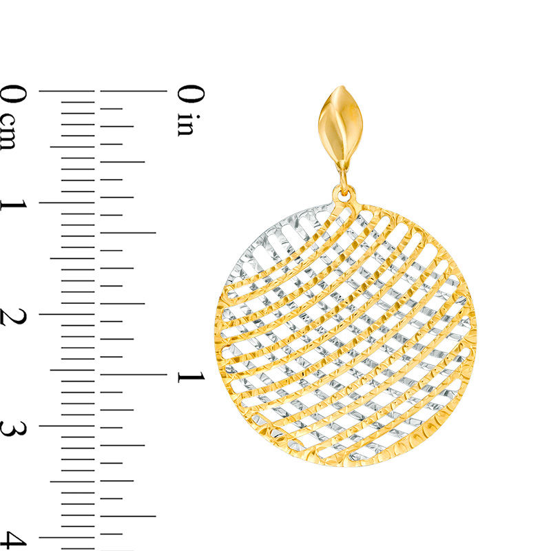 Made in Italy Diamond-Cut Lattice Circle Drop Earrings in 14K Two-Tone Gold