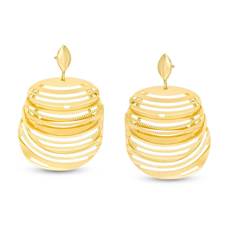 Made in Italy Diamond-Cut Abstract Apple Drop Earrings in 14K Gold