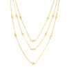 Thumbnail Image 0 of Made in Italy Diamond-Cut Beaded Station Triple Strand Necklace in 14K Gold