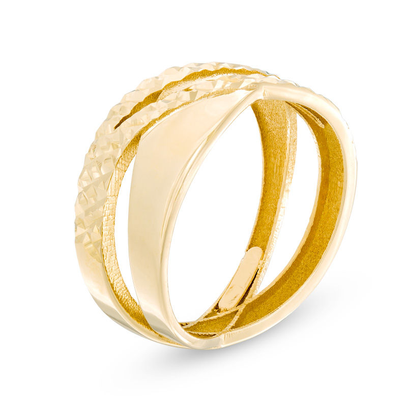 Main Image 2 of Made in Italy Diamond-Cut Crossover Ring in 14K Gold