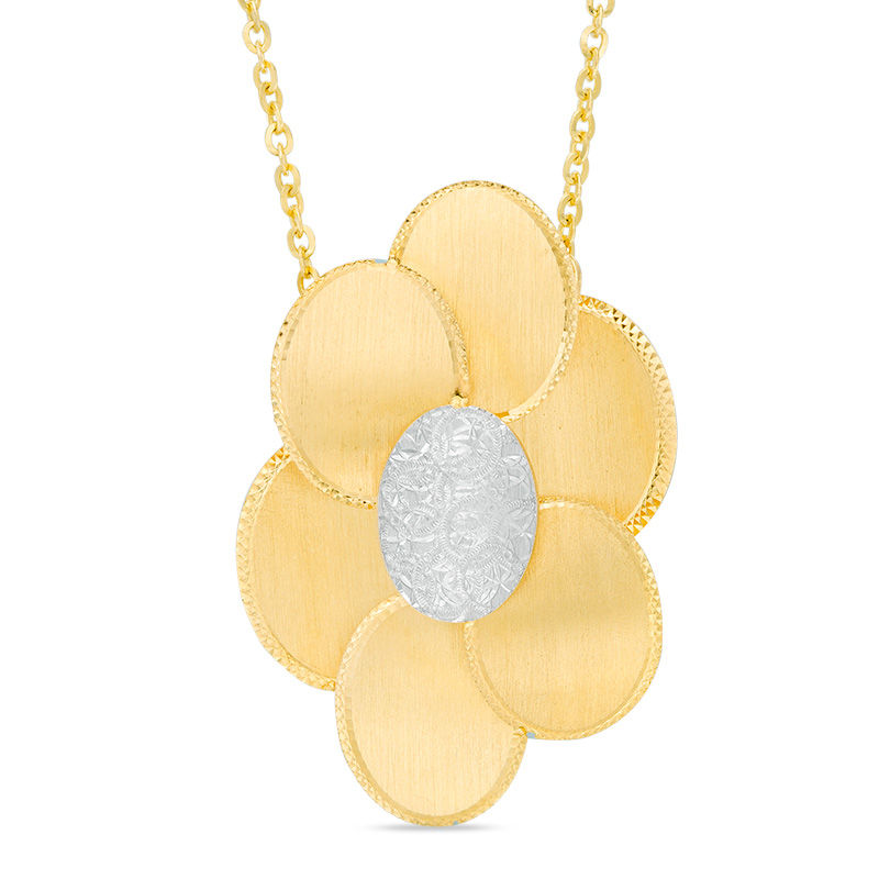Made in Italy Layered Flower Necklace in 14K Two-Tone Gold