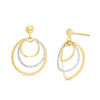 Thumbnail Image 1 of Made in Italy Textured Triple Circle Drop Earrings in 14K Two-Tone Gold