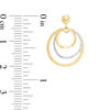 Thumbnail Image 2 of Made in Italy Textured Triple Circle Drop Earrings in 14K Two-Tone Gold